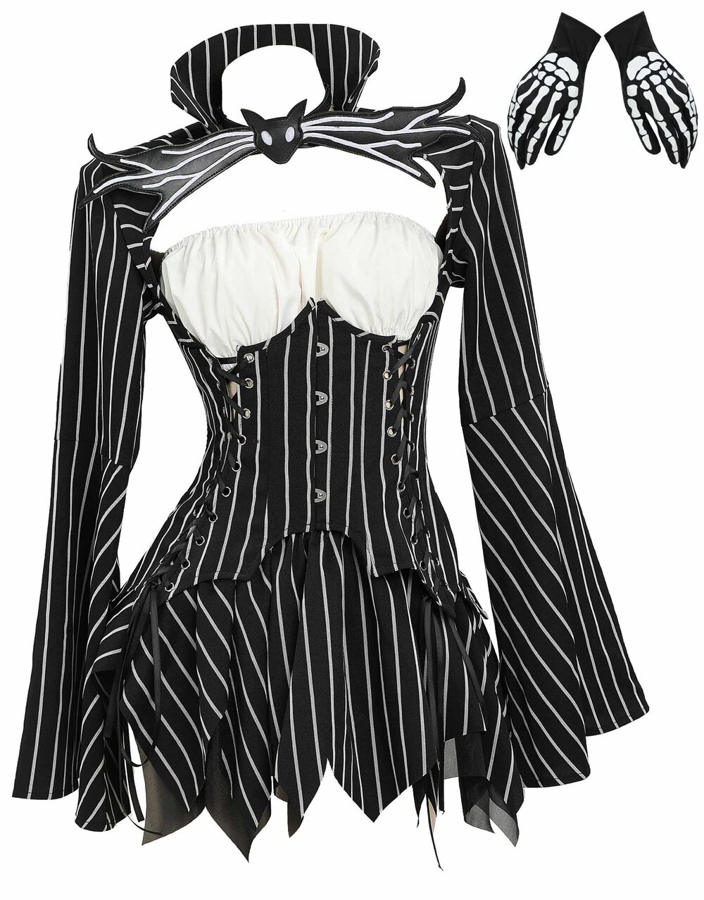 6520 MEOWCOS Halloween Cosplay Costume Gothic Long Sleeve Tube Top